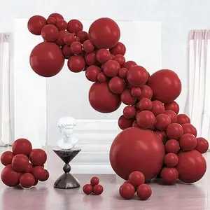 127 pcs Ruby Red Balloon Arch Kit - 36 18 12 10 5 Inch Dark Maroon Balloons for Graduation Valentine's Day Wedding Anniversary Party Decorations