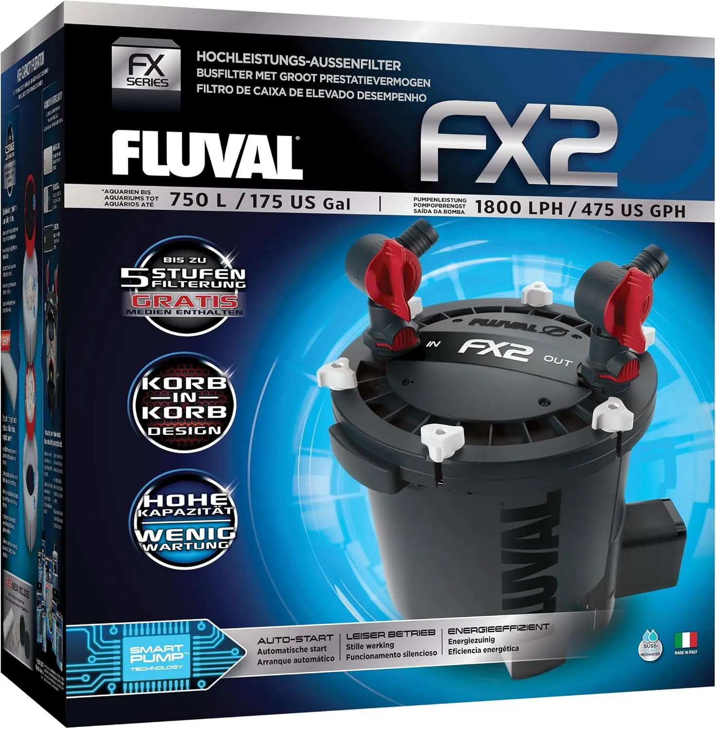 Fluval FX6 High Performance Aquarium Filter, Canister Filter for Aquariums up to 400 Gal.
