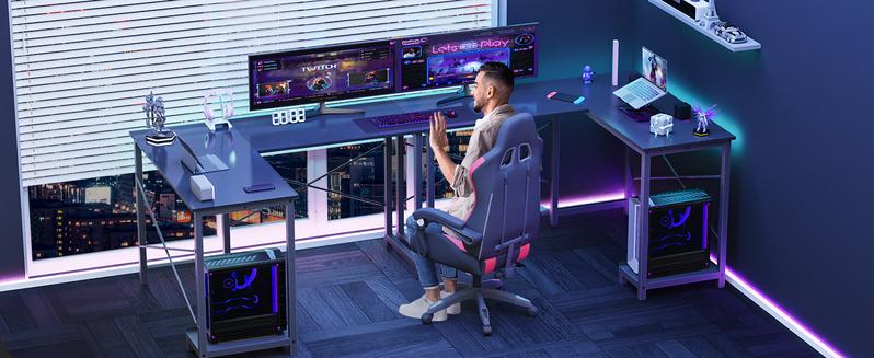 Sweet Furniture Computer Desk-50 Inch L Shaped Office Desk with Storage and CPU Stand, Modern Writing PC Wood Work Desk for Home Office Gifts gamer Sweet Furniture Computer Desk-50 Inch L Shaped Office Desk with Storage and CPU Stand, Modern Writing PC Wood Work Desk for Home Office Gifts gamer