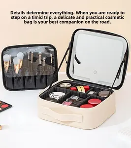 2025 Trending LED Makeup Bag with Mirror Large Capacity Portable Stylish Travel Case for Cosmetics