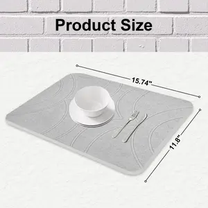 Stone Dish Dry Mat 15.8x11.8in Quick Drying Diatomaceous Earth Ultra Absorbent Fast Dry Heat Resistant for Kitchen Bath