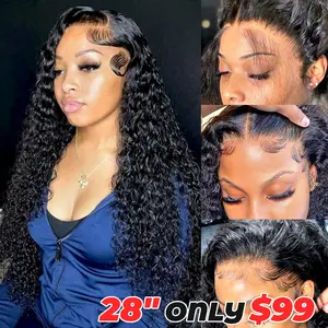 13x6 Deep Wave Lace Front Wigs Human Hair Transparent 13x4 Lace Frontal Wigs Pre Plucked HD Lace Front Wigs For Women 180%
