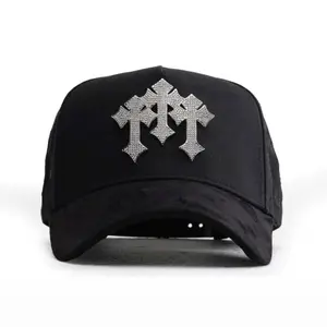 Barbas Hats Chrome Rose Gold – Premium Black Adjustable Snapback with 3D Chrome Metal Crosses, Trendy Streetwear Baseball Cap, Gift For Him, Gift For Her.