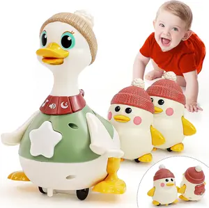 HOLA Musical Light Up 3 Pack Crawling Swinging Ducks Interactive Baby Toy with Exploration Motor Activities Developmental Tummy Time, Christmas Gifts, Sensory Stimulation Infant Toddler Toy Set for 1-3 Years Newborn Cute Gifts