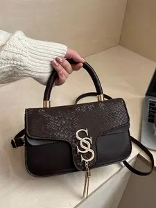 Women's Luxury Handbag with Snake Print and Hardware, Multifunctional Top Handle Crossbody Bag, Suitable for Daily Use/parties, Flap Crossbody Purse