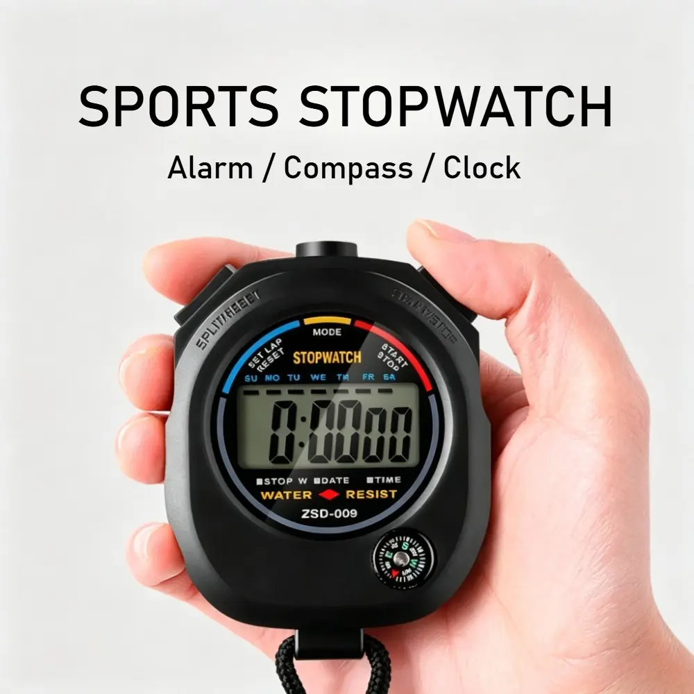 1/3/5pcs Handheld Digital Sports Stopwatch with Compass, Alarm Clock, Date & Week Display - Coach Running, Swimming Training Timer for Adults' Party Games, Toys & Hobbies