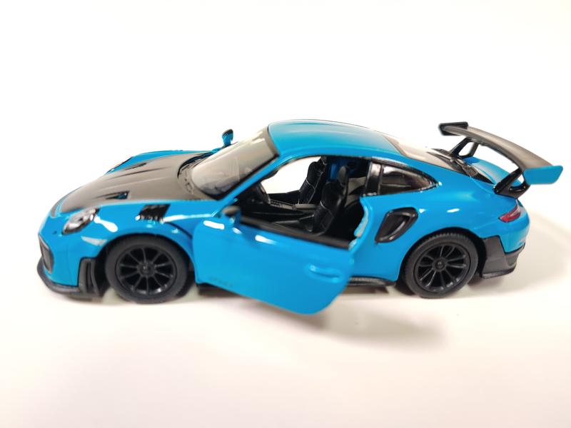 KINSMART 1:36 Scale 5" Porsche 911 GT2 RS Die Cast Model Car Blue with Openable Doors & Pull Back Action Officially Licensed Product