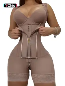 JMK Fajas Women's Contrast Lace Zipper Shapewear Bodysuit with Zipper Crotch, Fajas, Triple Row Hook & Eye Closure High-Waist Shapewear Panty, Butt Lifting And Tummy Control Shaper, Colombian Shapewear, Corset Shapewear, Women's Sexy Shapewear for Daily