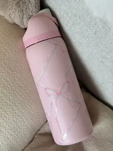 Owala 32OZ FreeSip Pink bow Limited Edition WaterBottles,Beautiful Pink Watercolor Bow, Insulated Stainless Steel WaterBottle, Aesthetic Drinkware for Sport Lovers, 24H Ice Cold,Urban Outfitters Bottle,Aesthetic Outdoor Gear for Gift & Gym