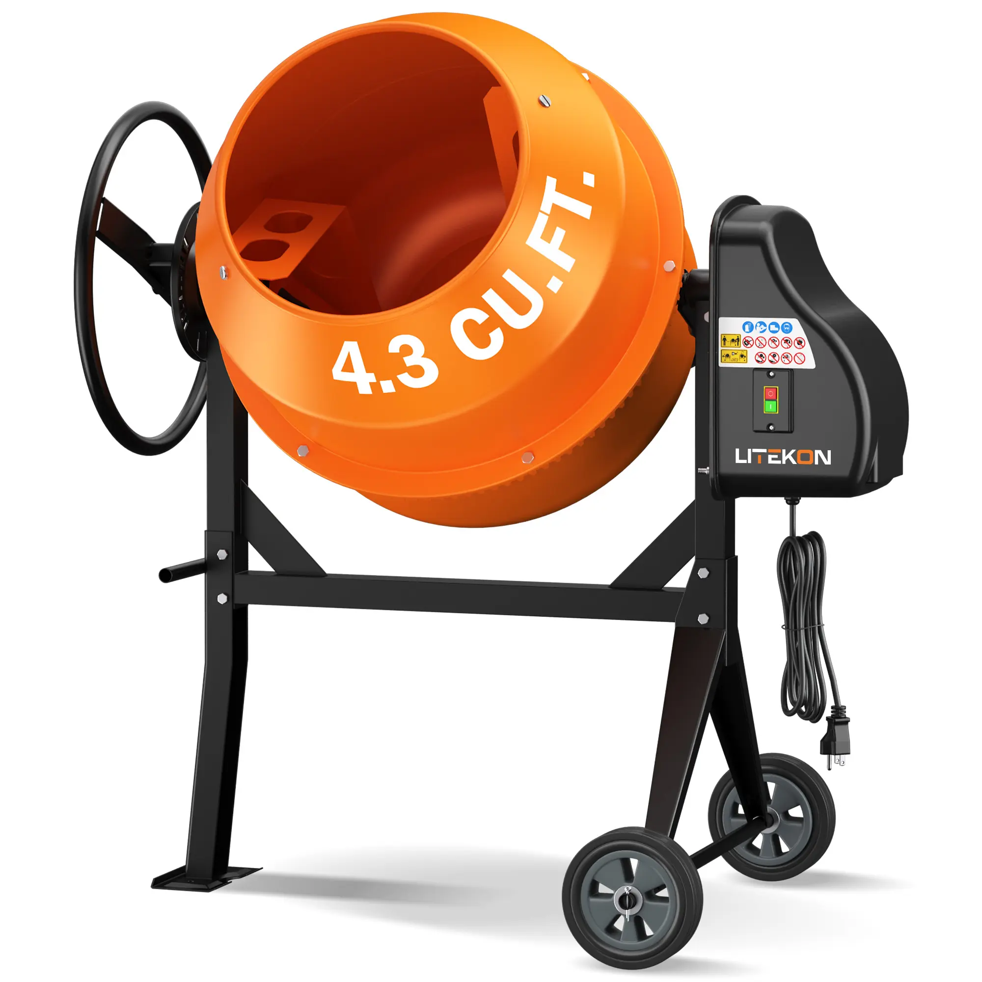 Portable Electric Concrete Cement Mixer Heavy Duty Mobile Mortar Mixing Machine for DIY Home Construction Patio Repair