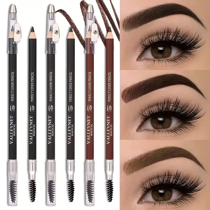 12-Piece Eyebrow Pencil Set With Built-in Sharpener Cap | Dual-Ended Precision Hair-Like Strokes Brow Pen Pack | Everyday Eye Makeup Bundle