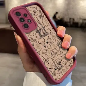 Creative Solid Color Western Cowboy Pattern Phone Case for Galaxy S20/S21/S22 5 for iPhone 13