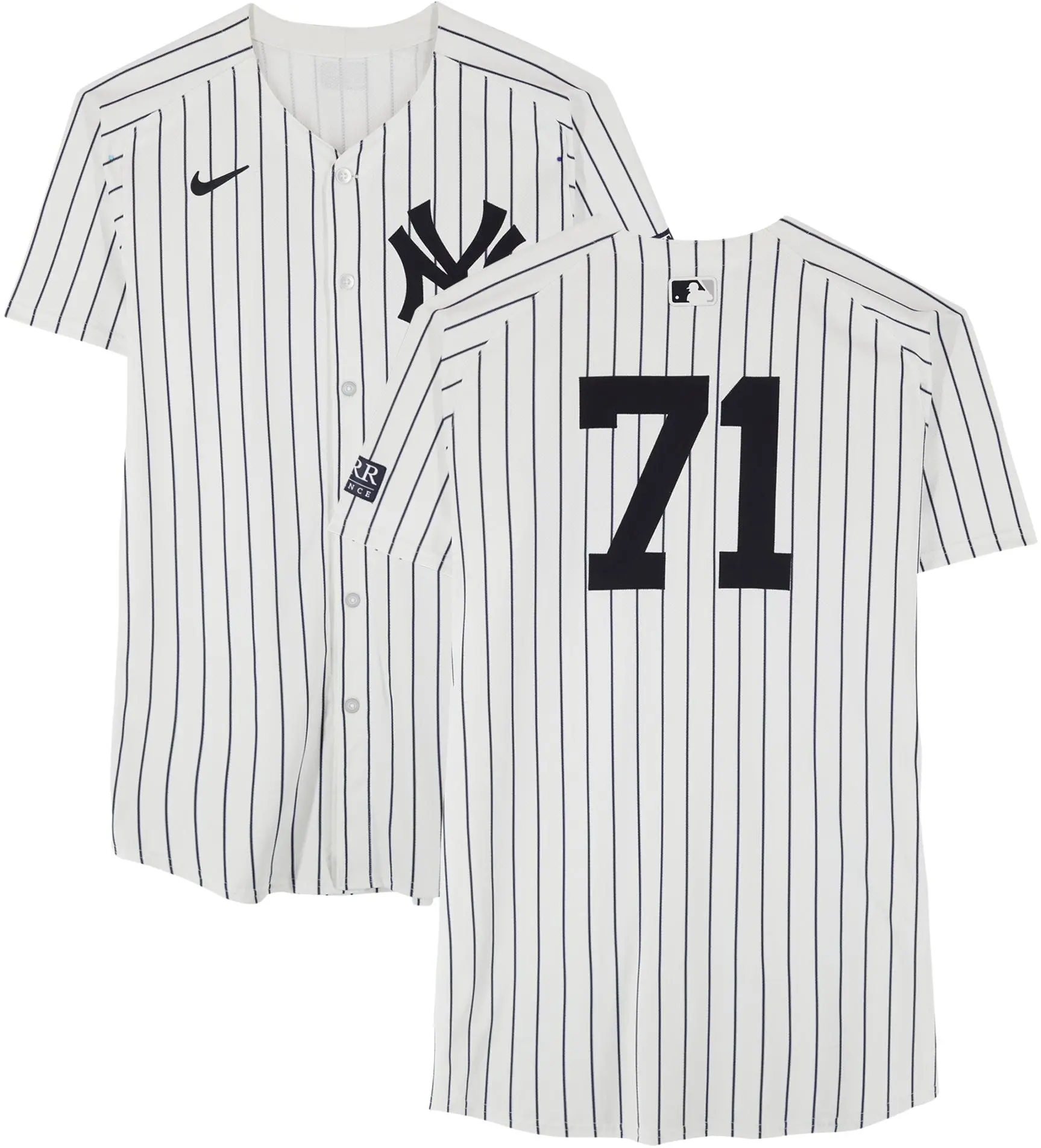Ian Hamilton New York Yankees Player-Worn #71 White Pinstripe Jersey vs. Cleveland Guardians on October 14, 2024 - Fanatics Authentic Certified