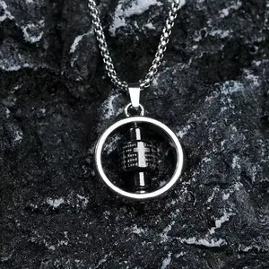 360° Rotatable Cross Necklace, Stainless Steel Bible Verse Spinning Chain, 60cm Box Chain, Hip Hop Lucky Party Gift for Him