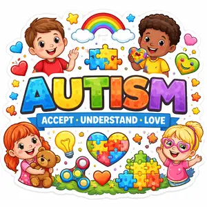 3''1/2 Autism Laminated Sticker for Outdoor Durability Enhanced Protection Perfect for Autism-related Uses