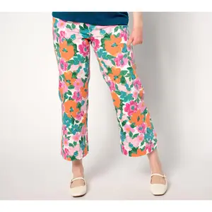 Isaac Mizrahi Live! Regular True Denim Printed Crop Wide Leg Jeans