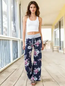 Women's Spring/Summer/Autumn/Winter New Floral Flower Printed Pants Home Pants Elastic Stretchy Pants Loose Pants