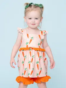 Charming Carrot Flutter Sleeve Outfit