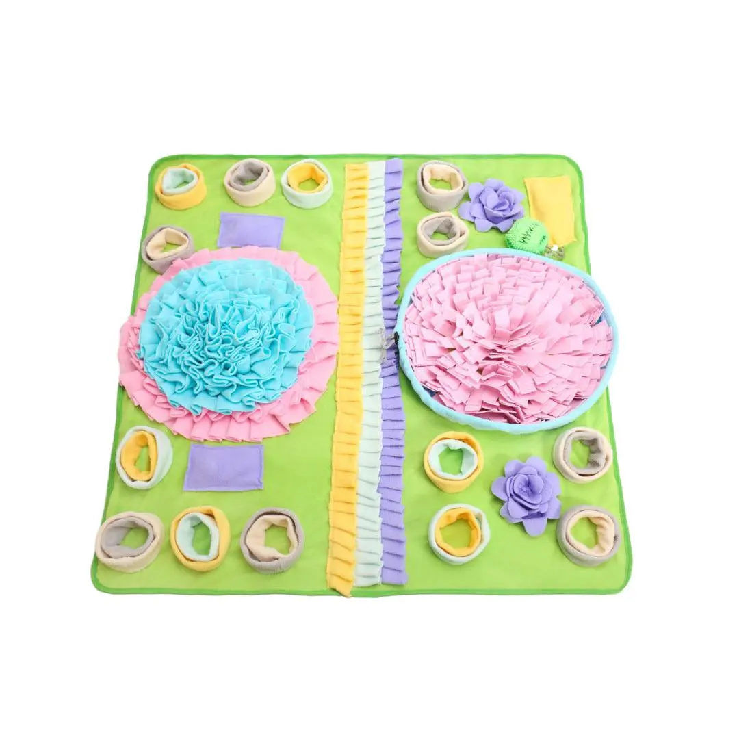 Piggy Poo and Crew Double Bowl Snuffle Mat with a Treat Ball and Squeakers