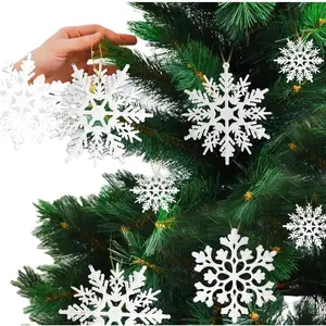 36-Piece Silver Glittering Snowflake Pendants – Bright White & Silver Plastic Styles, Ideal for Valentine’s Day, Parties or Weddings—Hang to Create a Magical Winter Wonderland
