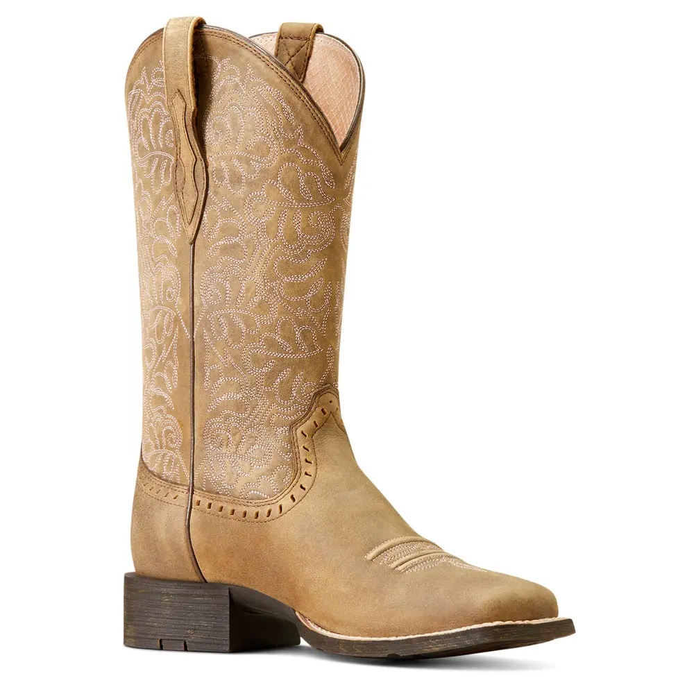 10019906 Ariat Women's Round Up Remuda Wide Square Toe Cowboy Boot - Brown Bomber