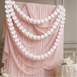 15pcs Wedding Decoration Heart Pearl Ball Hanging Decor, Birthday Background Wall Setup, Star Pearl String Ornament, Indoor Outdoor Party Decor