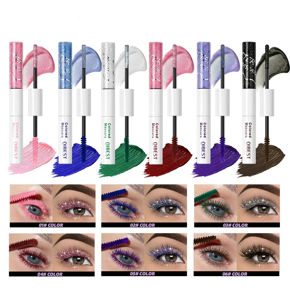 Dual Ended Glitter Colored Mascara Eye Makeup Beauty Fluffy Lashes Mascara Long Lasting All Day Wear Lightweight Smooth Formula Easy Application Lash Curling