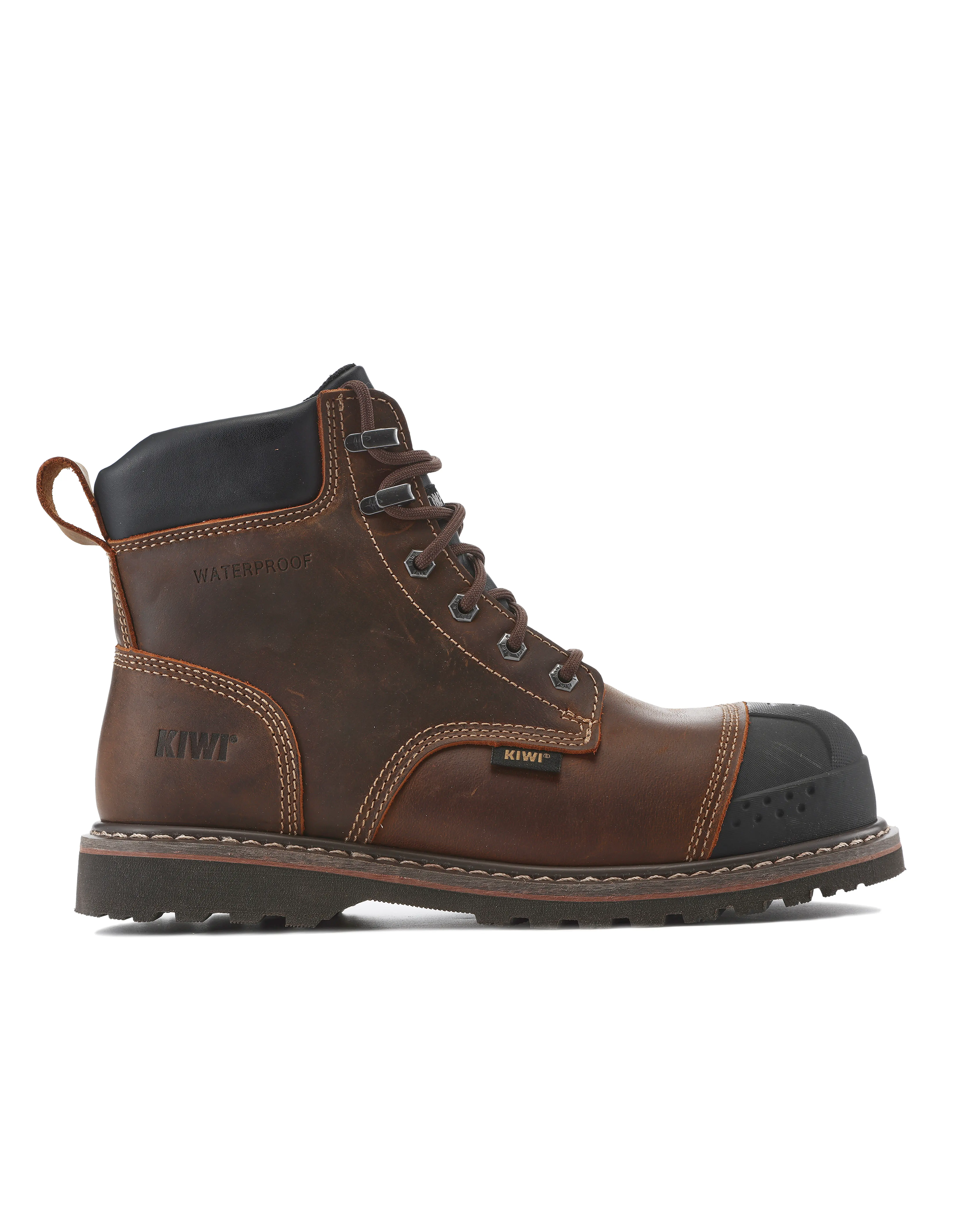 Kiwi Premium Brown Crazy Horse 6" Composite Toe Waterproof Cap-Toe Work Boots [69100]