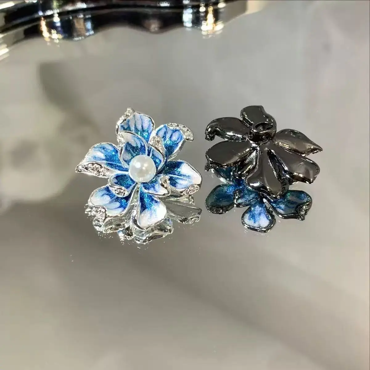 [C20] Blue Flower DIY Copper Multi-hole Spacer /pcs