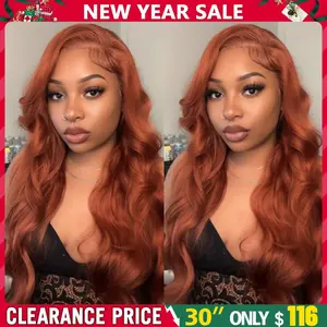 Reddish Brown 13x6 Lace Frontal Wig Brazilian Colored 13x4 Body Wave Human Hair Wigs Hd Transparent Lace Front Wig