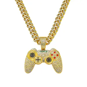 New Men's Full Diamond Chain Hip-Hop Style Personalized Game Console Pendant Necklace