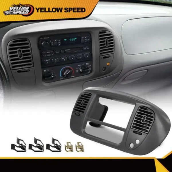 ALLGOOD Gray Front Center Dash Radio A/C Vent Air Bezel - High-Quality, Durable, Easy-to-Install Car Interior Accessory Fit For 1997-2003 Ford F150, Expedition, Replacing Broken One