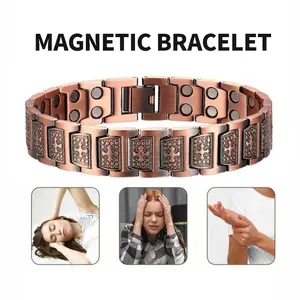 1-piece set of copper plating magnetic wristband, men's adjustable magnetic wristband, equipped with size tools to , increase energy, fashionable Father's Day gift, copper plating magnetic treatment wristband, jewelry gift magnetic suction wristband
