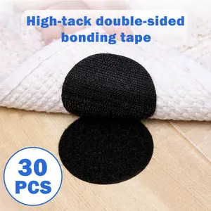 30 Counts Round Hook and Loop Fasteners, Double Sided Reusable Round Adhesive Dots for Home, School & Office Organization