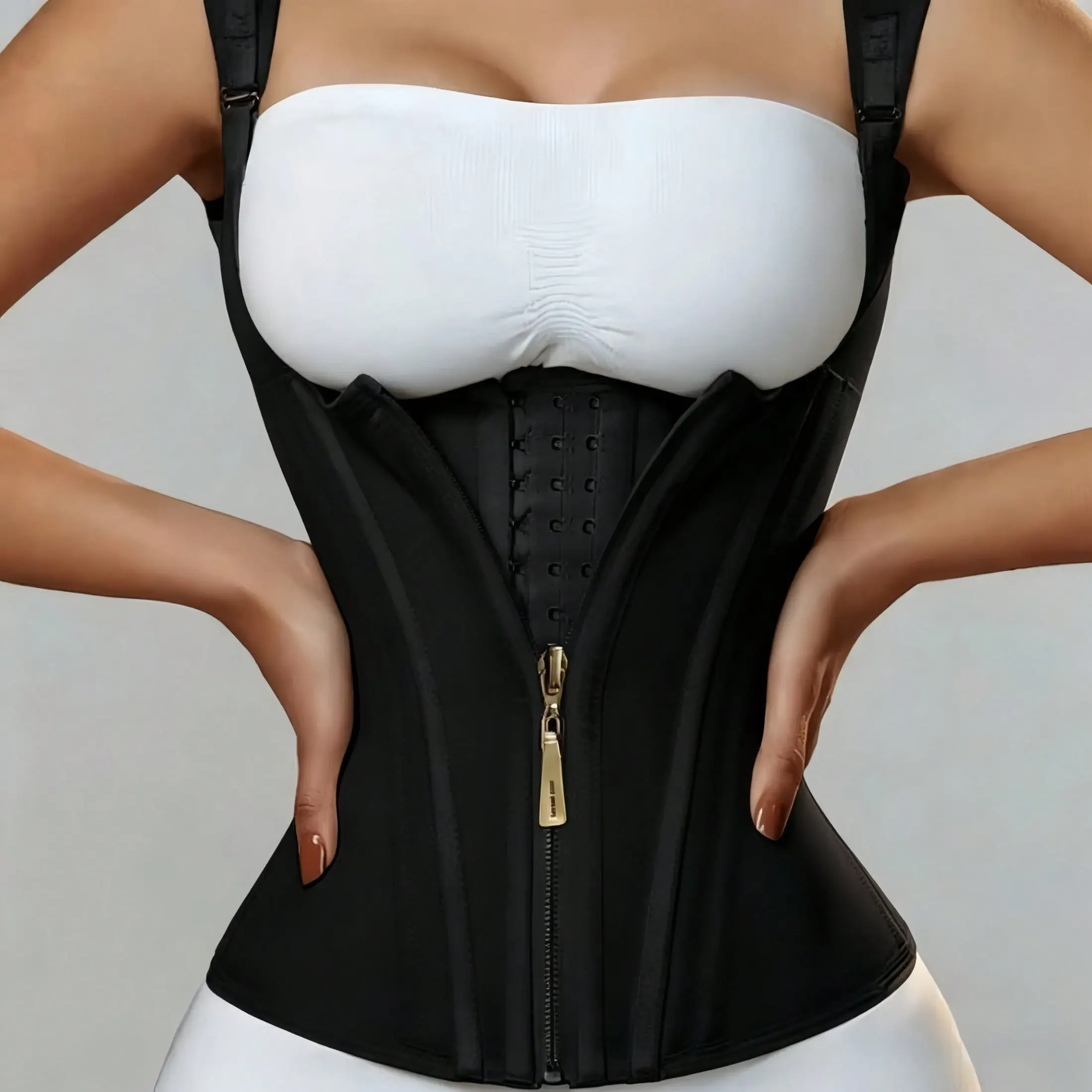 SHAPEGUY Waist Shaping Corset Belt Adjustable Shoulder Strap Buckle Design Breathable Elastic Fabric Firming Shaping Daily Casual Waist Trainer