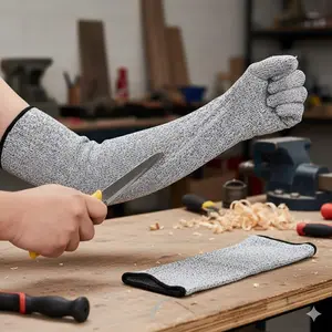 5-Level Cut Resistant Gloves, Anti-Stab HPPE Kitchen Sleeves, Durable Tear-Proof Work Gloves for Butcher Tools, Professional Arm Protection from Cuts, High-Strength Safety Sleeves for Sharp Knives, Chef & Industrial Hand Guard Gear