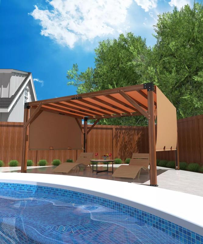 GARVEE 12'X 14' Cedar Wood Pergola,Wood Patio Pergola with Retractable Shade Canopy,All-Season Durability, High-Wind Rating,Shade for Outdoor Patio, Deck, Garden, and Entertaining