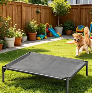 Elevated Dog Bed, XL Raised Pet Cot with Sturdy Metal Frame, Breathable Cooling Mesh Bed for Large Dogs, Indoor & Outdoor Use, Black