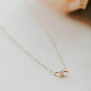 Hello Adorn Tiny Freshwater Pearl Necklace - Minimalist Pearl Pendant Necklace - Women's Fashion Accessory Jewelry