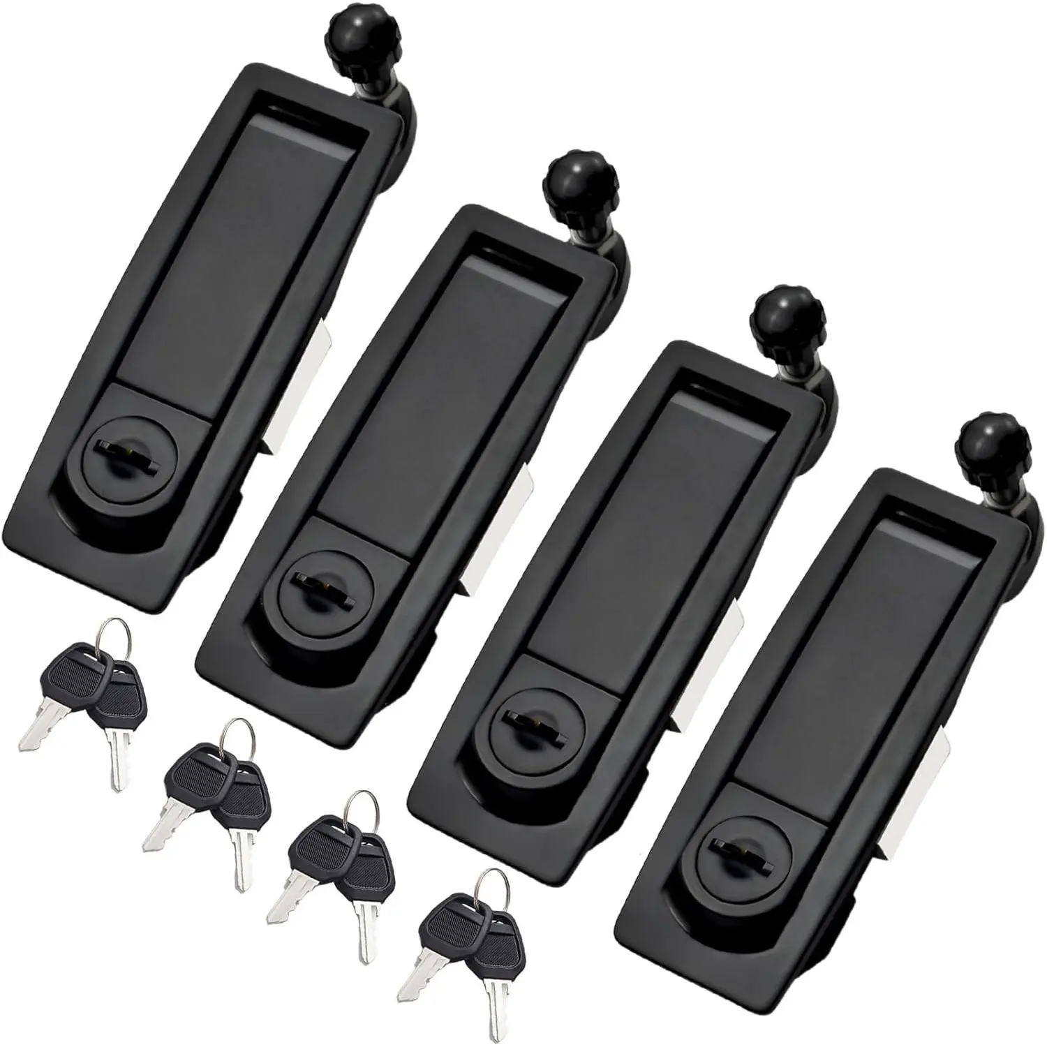 4-Pack Zinc Alloy Compression Latches with Keys, Flush Mount Trigger Adjustable Lever Locks for RV, Truck, Tool Box, Mailbox