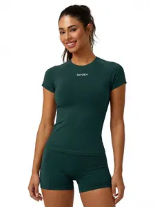 Tayoea Women's Seamless Sporty Shorts Set, Moisture-Wicking High Waist Peach Butt Lifting, Ideal for Running Yoga Indoor Outdoor Activities, Seamless Yoga Sportswear