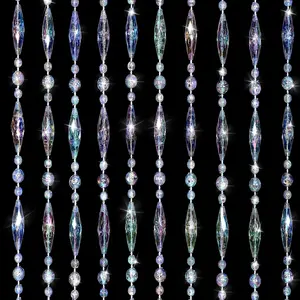 30 Strands Crystal Beaded Curtain for Doorways, Iridescent Acrylic Hanging Door Beads String Curtain Room Divider for Window, Living Room & Wedding Decor, 35 x 79 Inch