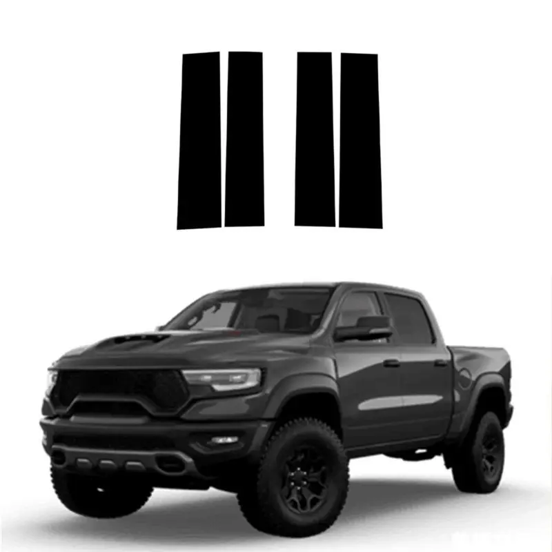 for Dodge Ram 1500 TRX 4 Door Crew Cab 2019-2023, 4Pcs Car Door Window Trim Pillar Posts Molding Cover Stickers Decal Automotive Decals For Cars Car Truck Decal Car Decals