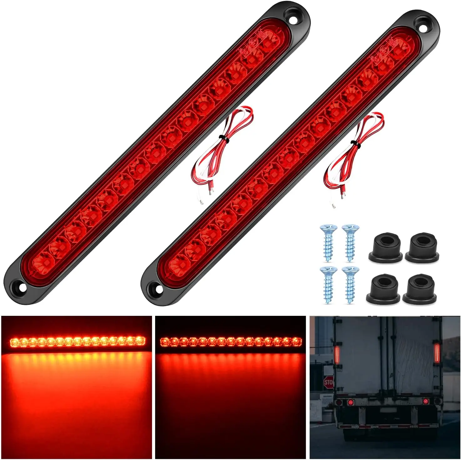 Nilight 10 in Truck Lightbar - 2Pcs 15Pcs 2835 SMD Quality LED IP67 Waterproof Brake Stop Tail Lights, Aftermarket Boat & Semi Truck Accessories, Led Light Bars, Automotive Car Light