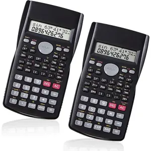 Scientific Calculators 2 Pack, 2-Line Clear Display, 240 Functions, Basic, AAA Battery Operated, for Math, Algebra, Fraction, Non-Graphing, Auto Shut-Off, for Students & Business, Black