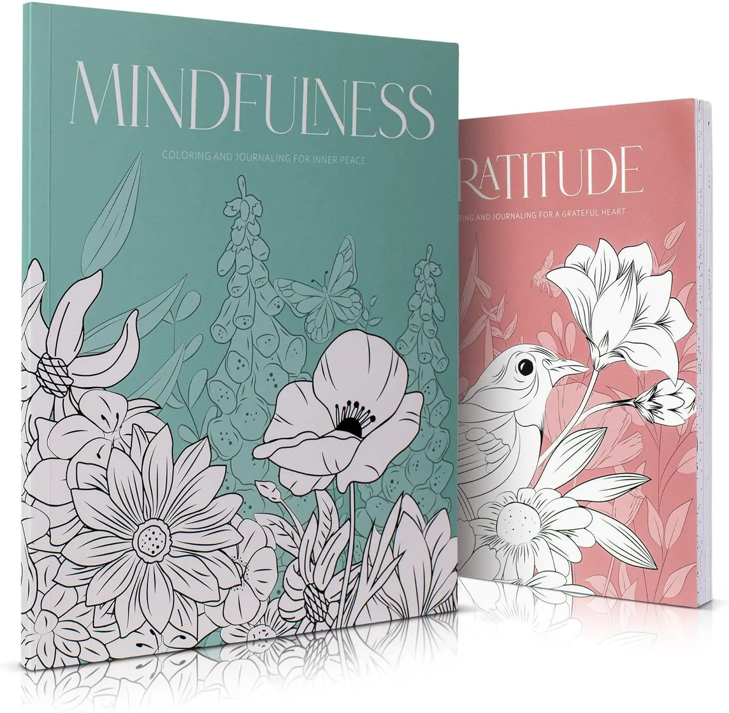 Beautiful Adult Coloring Book Set of 2 for Relaxation - Gratitude and Mindfulness Books with Inspirational Quotes Making it a Great Gift Personal Growth Gift For Loved Ones Soul Nourishment Creativity