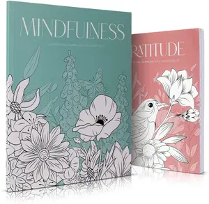 Beautiful Adult Coloring Book Set of 2 for Relaxation - Gratitude and Mindfulness Books with Inspirational Quotes Making it a Great Gift