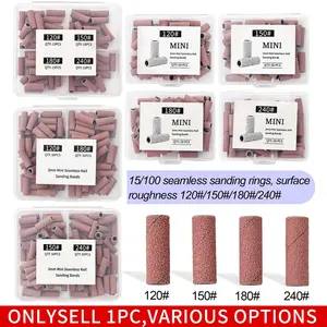50/100 PCS Nail Drill Bits Sanding Bands, 120 150 180 240 Grit Coarse Fine Sand Sleeves, 3.1mm Mini Mandrel for Acrylic Nails Gel Manicure Pedicure