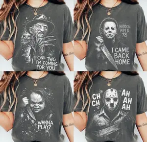 Horror Movie Halloween Scary Character Tshirt, Horror Character Shirt, Spooky Fan Gift, Trendy Halloween Gift Tee