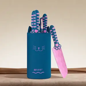 Meowkit 5PCS Kitchen Knife Set – Heart Sea Limited Edition, Stainless Steel Blades in Romantic Color